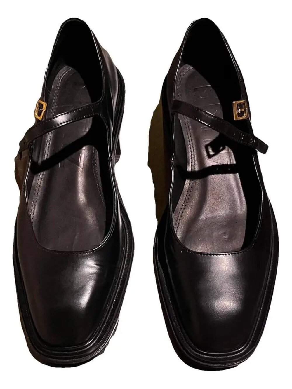 NWOT! Souliers Martinez "Penelope" Black Polished Leather Babies Mary Janes US 8